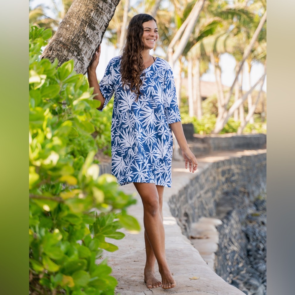 Ripskirt Tropical Palms Navy Dress size XXS 0-2